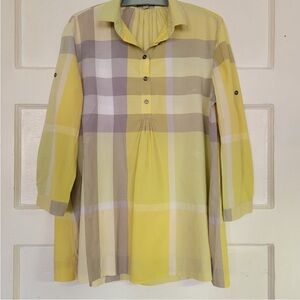 Burberry Brit Yellow and Gray Plaid Blouse